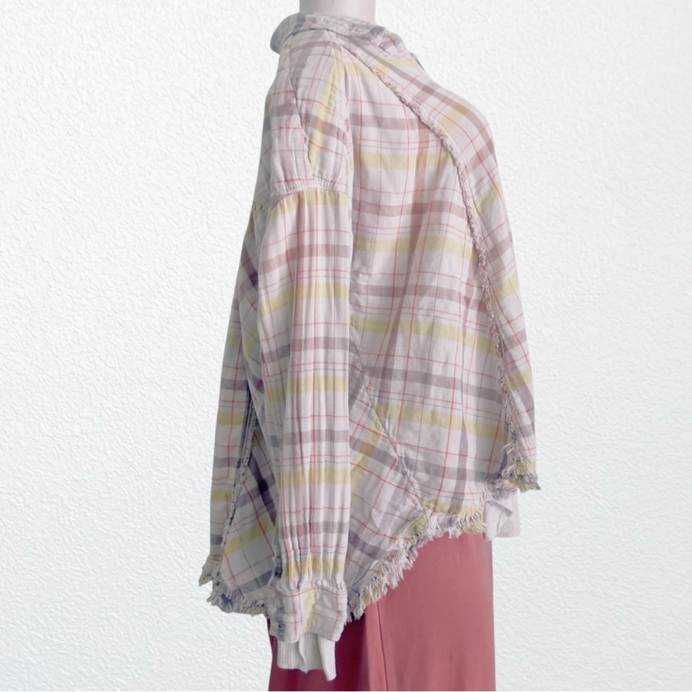 We the Free Oversized Pink Plaid Seeking Starlight Shirt Shacket SZ M - Picture 9 of 12